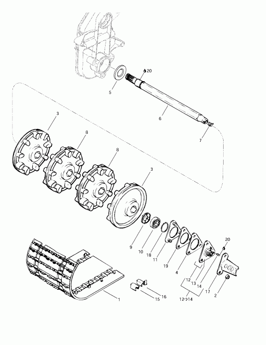  Skidoo Summit 500/583/670, 1997 - Drive Axle  Track