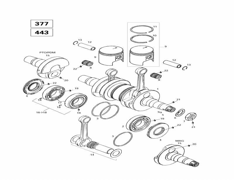  ski-doo  Touring E LT, 1997 - Crankshaft (377, 443)
