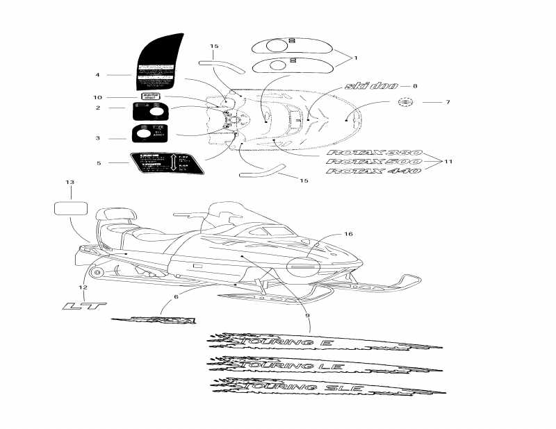 Skidoo Touring E LT, 1997 ������ - Decals