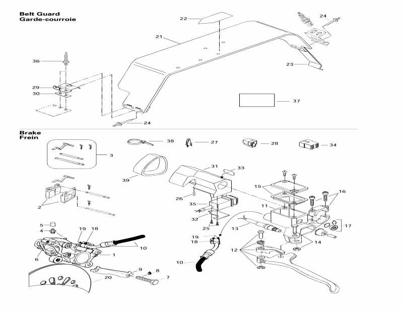 snowmobile Ski Doo Touring SLE, 1997 - Hydraulic   Belt Guard