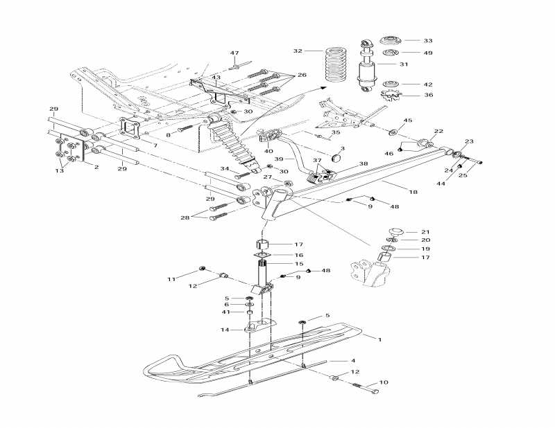 �������� ski-doo Touring SLE, 1997 - Front Suspension And Ski