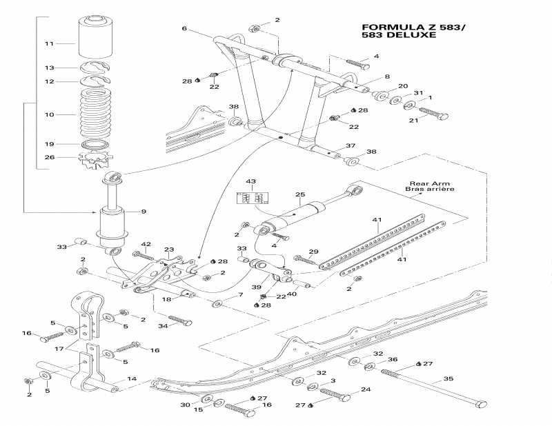snowmobile Skidoo - Front Arm, Rear Suspension