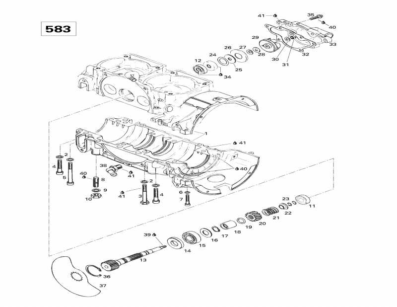  Ski Doo Formula 500 Deluxe, 1998 - Crankcase, Rotary Valve, Water Pump (583)