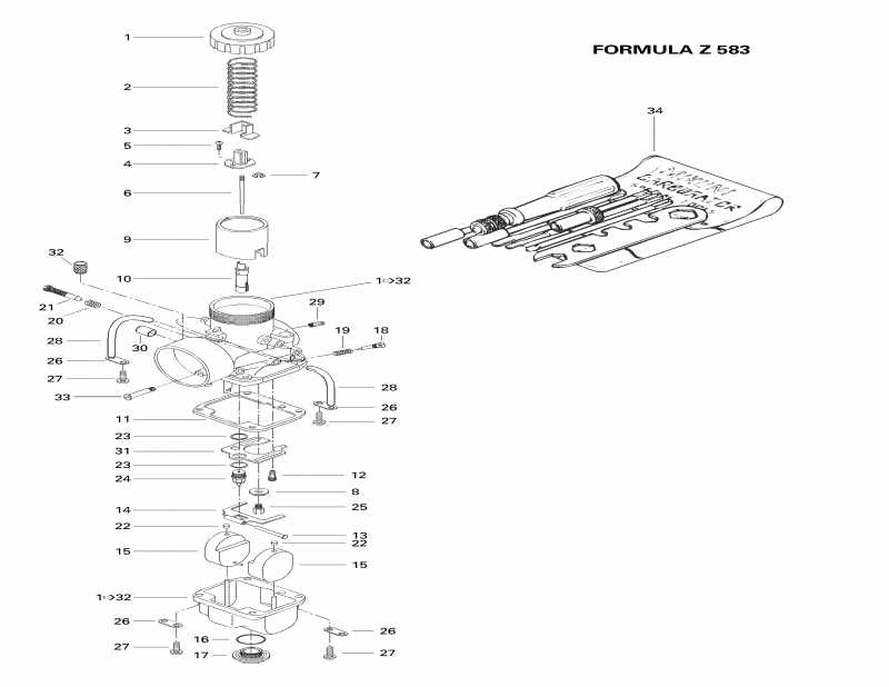 snowmobile Skidoo Formula 500 Deluxe, 1998  - Carburetors 2