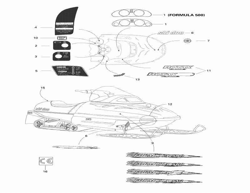 snowmobile Skidoo Formula 500 Deluxe, 1998  - Decals