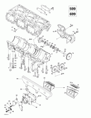 01-  ,  ,   (599, 699) (01- Crankcase, Reed Valve, Water Pump (599, 699))