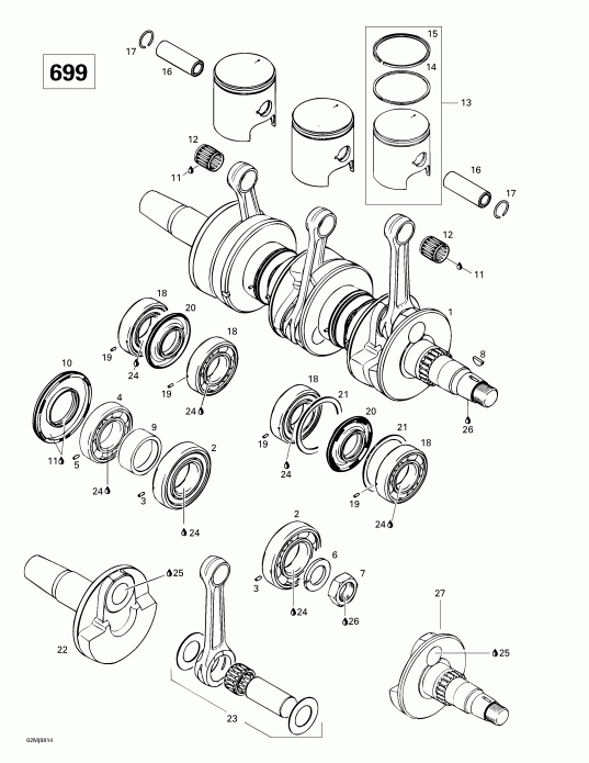  BRP  Formula III 600/700, 1998 - Crankshaft And Pistons (699)