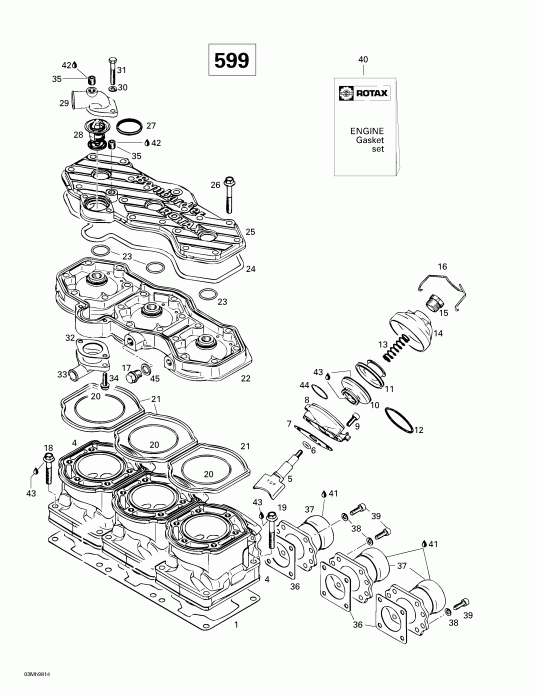  SKIDOO Formula III 600/700, 1998 - Cylinder, Exhaust Manifold (599)