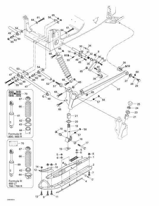  Skidoo Formula III 600 R/700 R, 1998 - Front Suspension And Ski