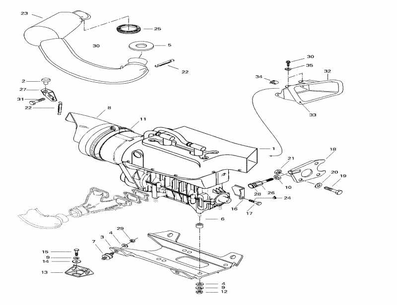 Ski Doo  Formula S, 1998 - Engine Support And Muffler