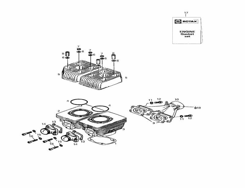 snowmobile Skidoo - Cylinder, Intake Exhaust Manifold