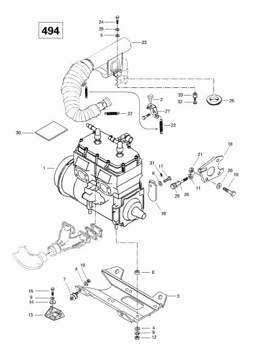 Ski-doo Grand Touring 500/583, 1998  -  Sport  Muffler (494)