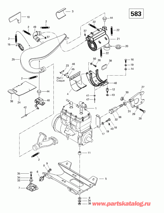  Skidoo Grand Touring 500/583, 1998  - Engine Support And Muffler (583)