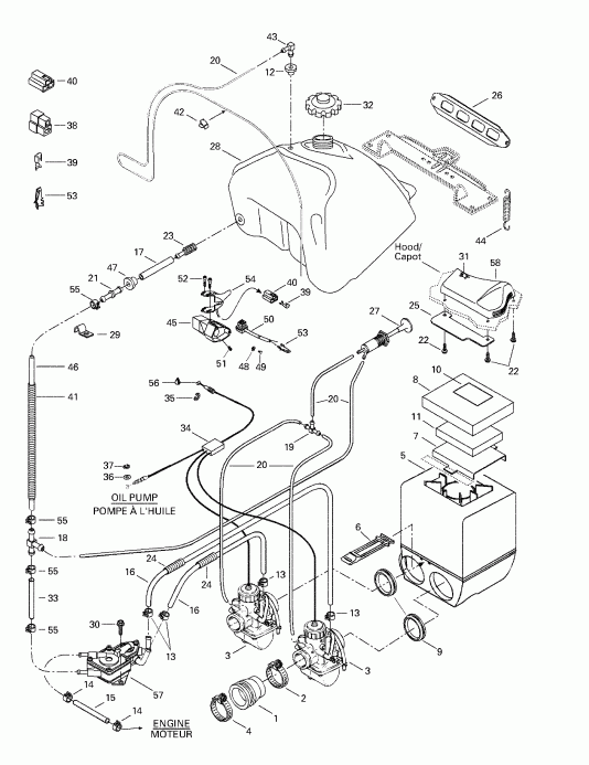 snowmobile ski-doo Grand Touring 500/583, 1998 - Fuel System