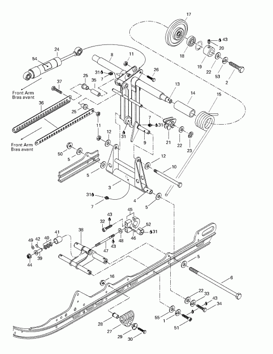 snowmobile  ������ Grand Touring 500/583, 1998 - Rear Arm, Rear Suspension
