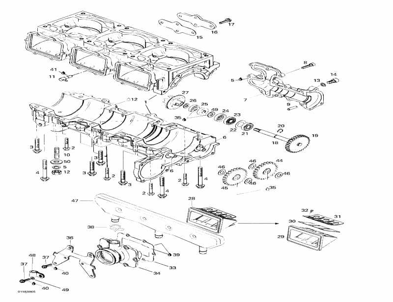 Skidoo - Crankcase, Reed Valve, Water Pump