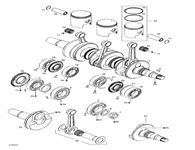  ski-doo Mach Z LT (SV Track), 1998 - Crankshaft And Pistons