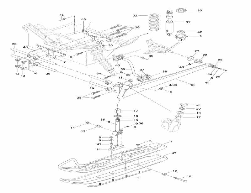 snowmobile Ski-doo  MX Z 440 F, 1998 - Front Suspension And Ski