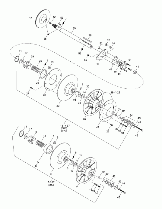  SkiDoo MX Z 500/583/670, 1998 - Driven Pulley