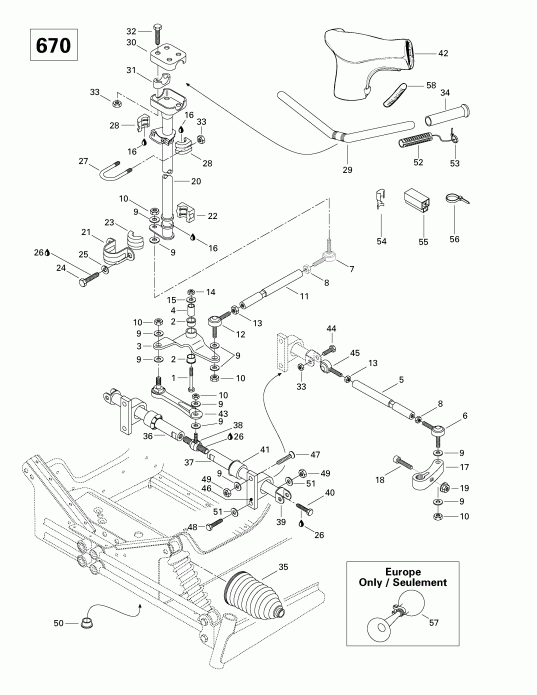 snowmobile Skidoo ������ MX Z 500/583/670, 1998 - Steering System (670)