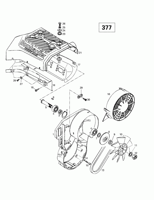 snowmobile SkiDoo  Skandic 380/500, 1998 -  System Fan (377)