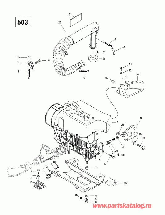�������� Ski-doo Skandic 380/500, 1998 ������ - ��������� S����port � Muffler (503)