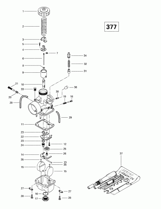  BRP SkiDoo  Skandic 380/500, 1998 - Carburetors (377)