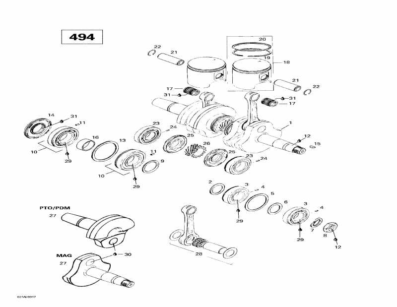 snowmobile SKIDOO Skandic Super Wide Track, 1998  - Crankshaft And Pistons (494)