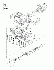 01-  , Rotary ,   (494, 670) (01- Crankcase, Rotary Valve, Water Pump (494, 670))