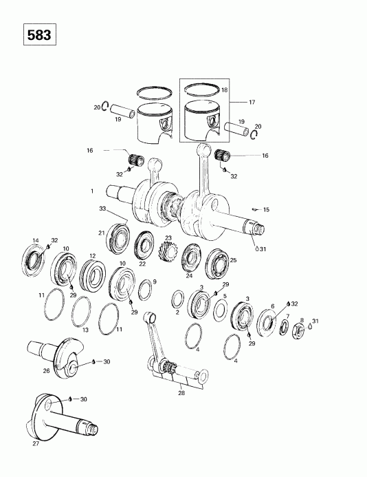 Summit 500/583/670, 1998 ������ - Crankshaft And Pistons (583)