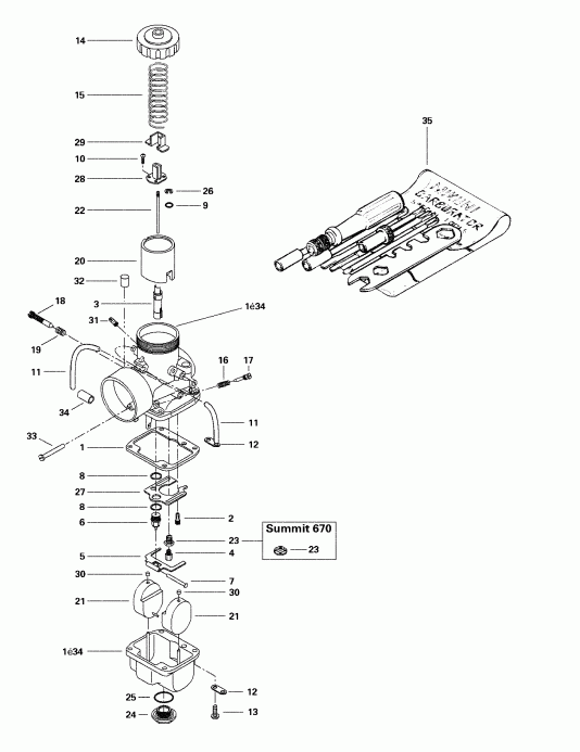  Skidoo Summit 500/583/670, 1998  - Carburetors