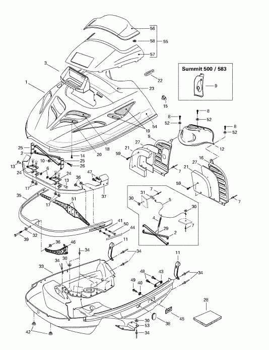 ski-doo  Summit 500/583/670, 1998 - Cab, Console