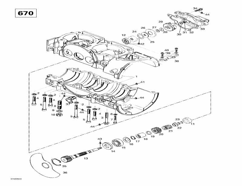 Ski-doo Summit 670X, 1998 - Crankcase, Rotary Valve, Water Pump (670)