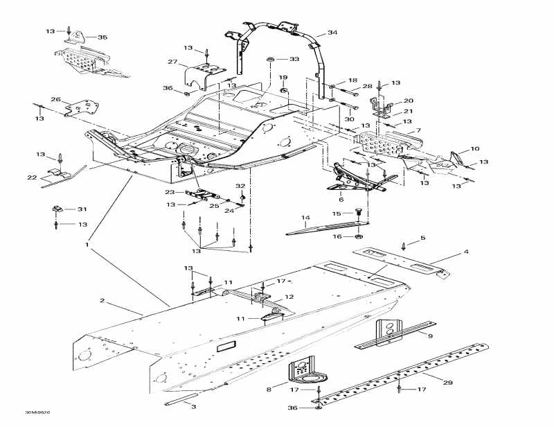 snowmobile  Summit 670X, 1998  - Frame And Accessories