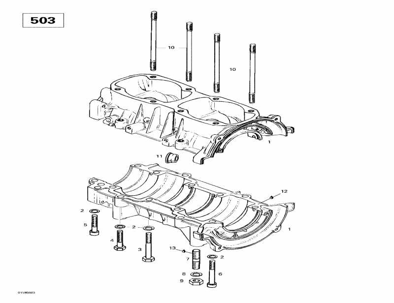 snowmobile Skidoo Touring E, 1998 - Crankcase (503)