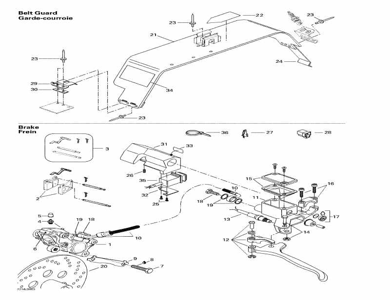 Skidoo  Touring E, 1998 - Hydraulic Brake And Belt Guard