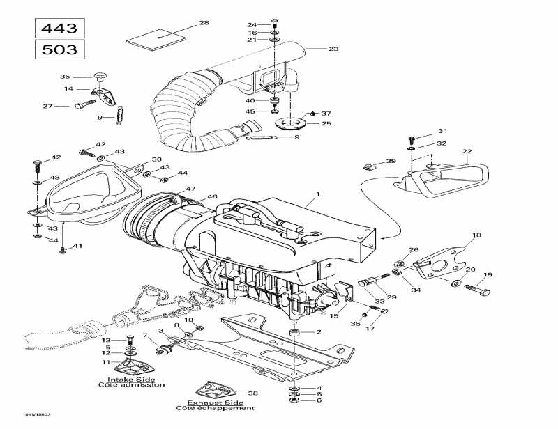 snowmobile Skidoo - Engine Support And Muffler (443, 503)