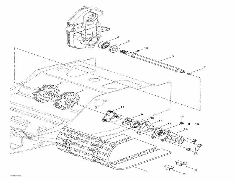 snowmobile Skidoo Touring SLE, 1998  - Drive Axle And Track