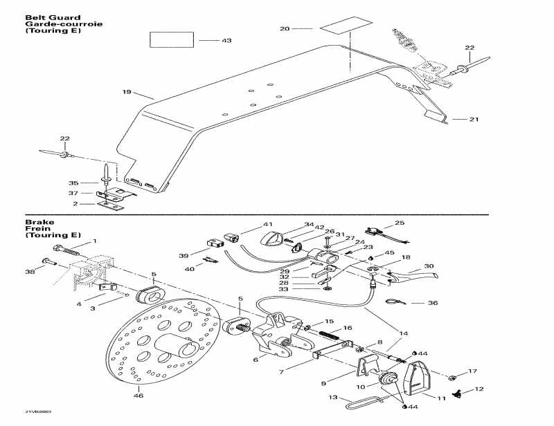 snowmobile Skidoo Touring SLE, 1998 - Brake And Belt Guard