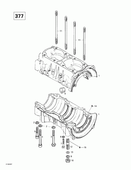 snowmobile  Formula Deluxe 380/500, 1999  - Crankcase (377)