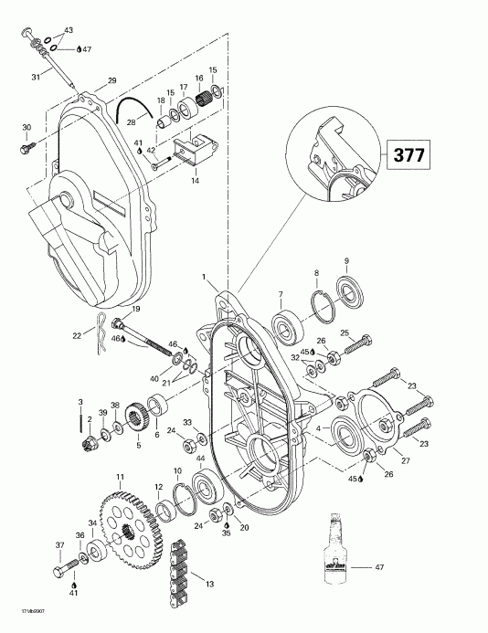 snowmobile ski-doo Formula Deluxe 380/500, 1999 - Chaincase