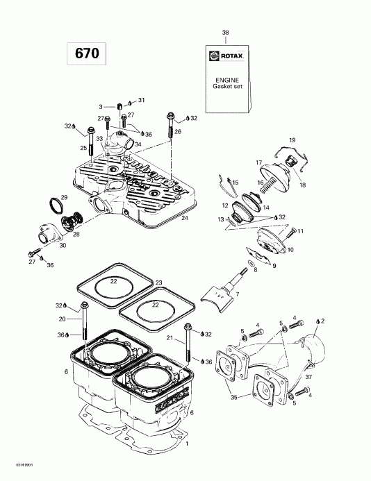 ski-doo - Cylinder, Exhaust Manifold (670)