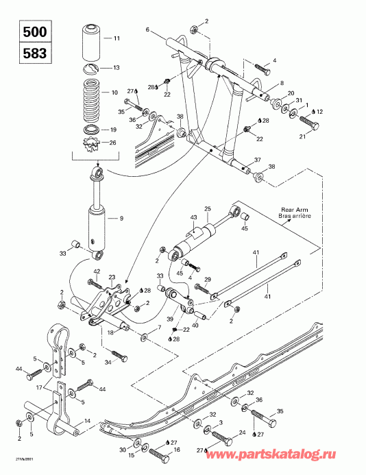  ski-doo Formula Deluxe 500 LC/583/670, 1999 - Front Arm, Rear Suspension (500lc, 583)