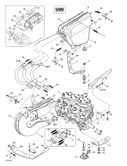 SKIDOO Formula III 600/700/800, 1999 - Engine Support And Muffler (599)
