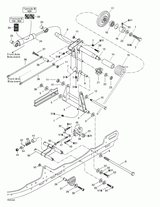 snowmobile  Formula III 600/700/800, 1999 - Rear Arm, Rear Suspension