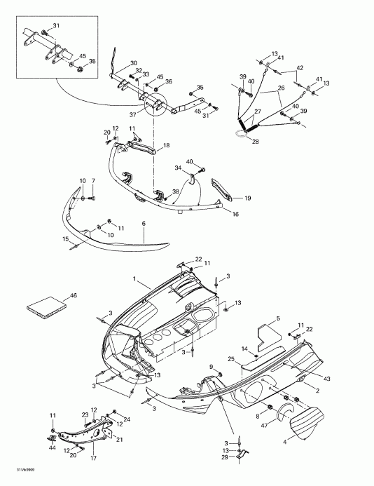 snowmobile Skidoo Formula III 600/700/800, 1999  - Bottom Pan