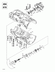 01-  , Rotary ,   (494, 670) (01- Crankcase, Rotary Valve, Water Pump (494, 670))