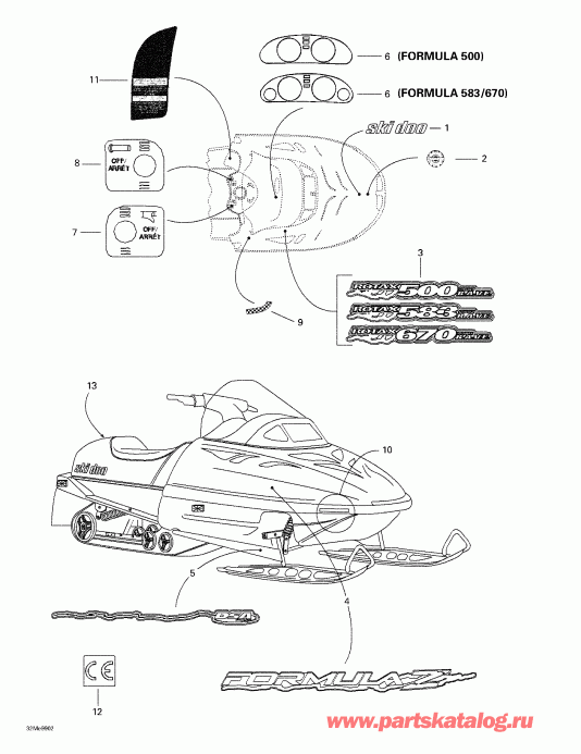 snowmobile SkiDoo Formula Z 500/583/670, 1999 ������ - Decals