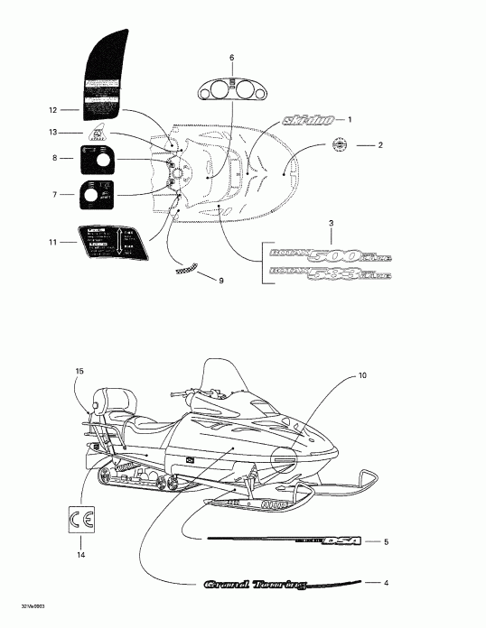 Skidoo Grand Touring 500/583, 1999 - Decals