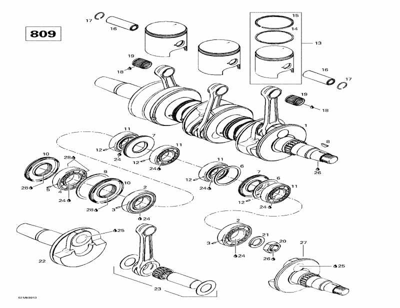 snowmobile  Grand Touring SE, 1999 - Crankshaft And Pistons (809)